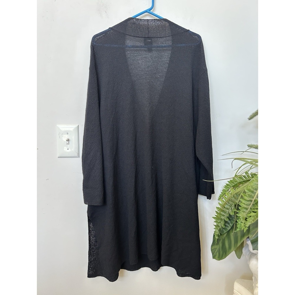 Eileen Fisher Black Knit Wool Tunic Sweater Surplice VNeck Oversize Lagenlook 3X - Picture 4 of 6
